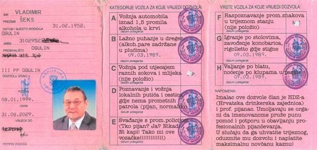 Vozačka dozvola Vladimira Šeksa