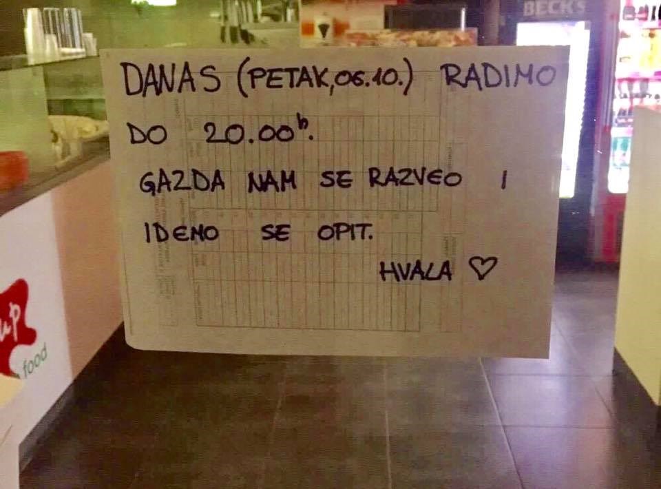 Gazda dućana se razveo, a njegovi radnici su na ulazu ostavili obavijest koja je nasmijala njihove kupce