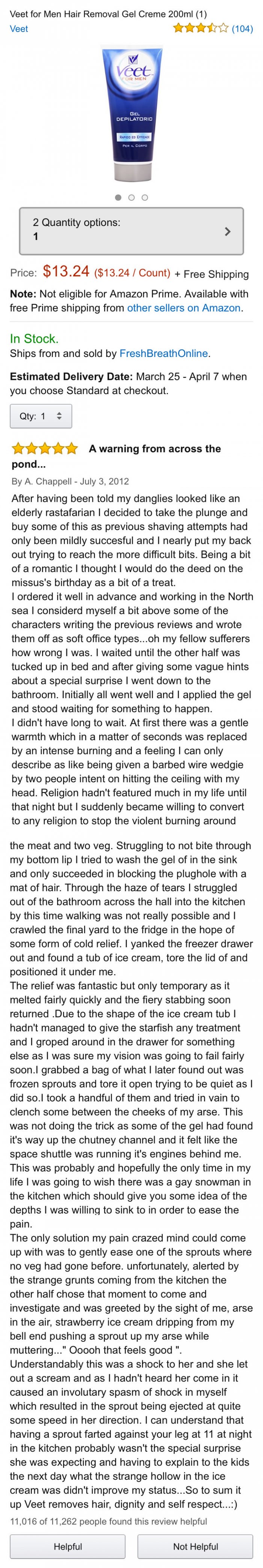 PAKAO POSTOJI: Pročitajte stravičnu recenziju gela za depiliranje za muškarce