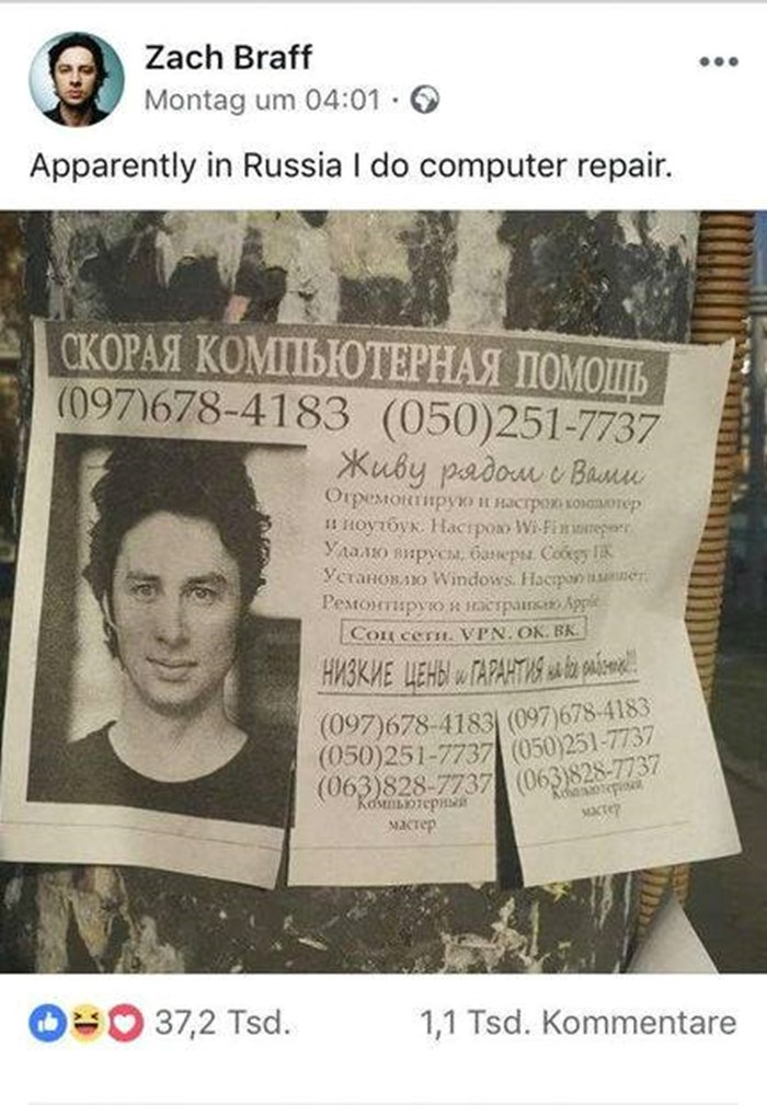Poznati glumac je sasvim slučajno saznao da u Ukrajini popravlja računala