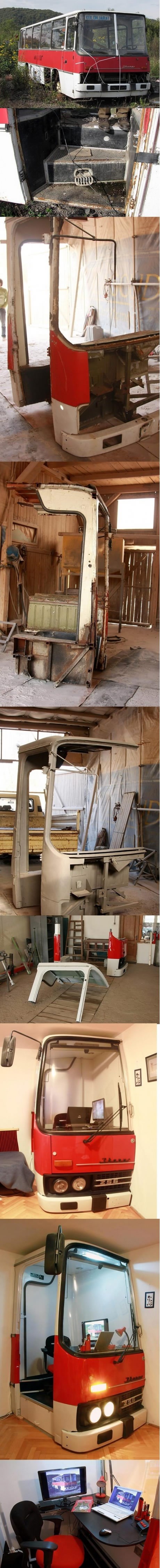 Napravio si ured od starog, odbačenog autobusa