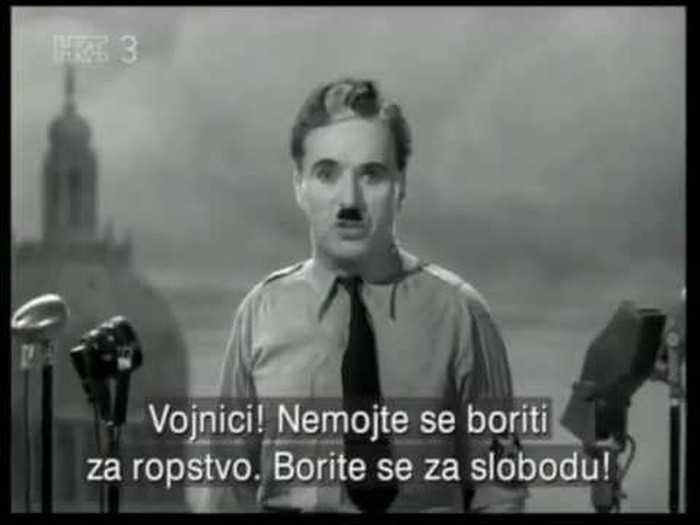 We think too much and feel too little (najbolji govor svih vremena) Charlie Chaplin (HR)