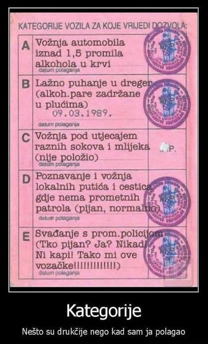 Diskriminacija, gdje su nam ove kategorije iz vozačke!?