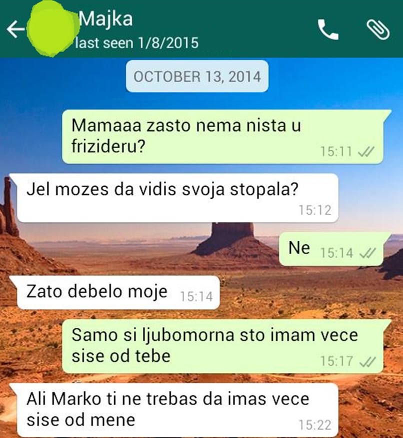 Kad te majka ''sredi'' u dvije rečenice