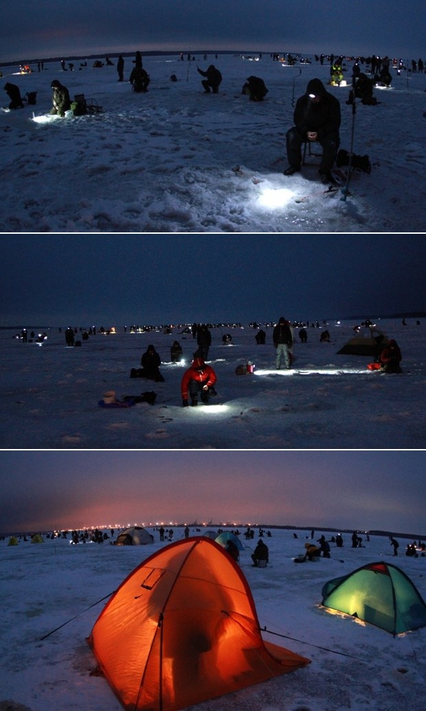 Masovno noćno pecanje na ledu