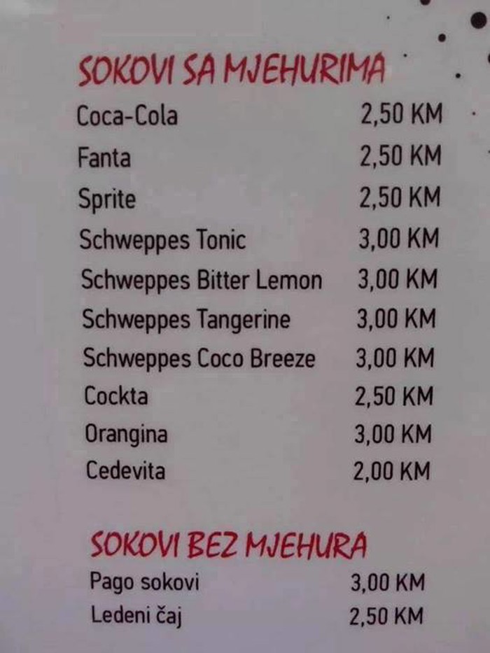 Sokovi u BiH imaju mjehure