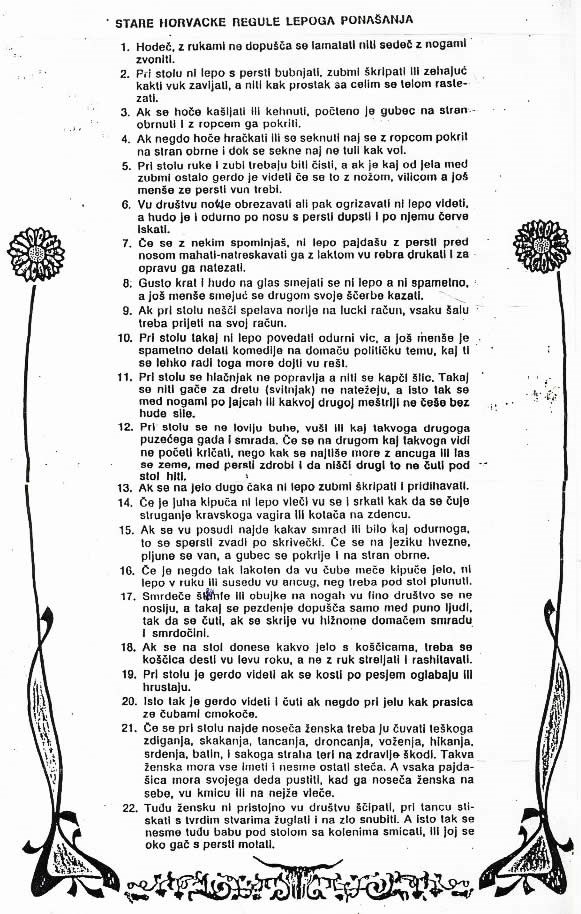 Purgerska pravila ponašanja za stolom