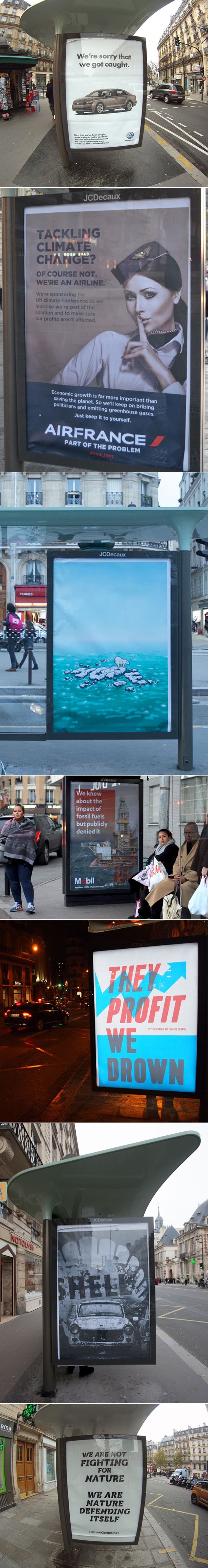 VANDALIZIRAN PARIZ: Stotine lažnih plakata sprda velike muljatore od korporacija
