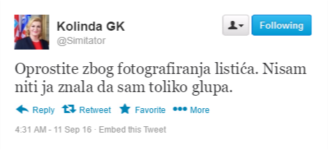 Kolinda se ispričala građanima