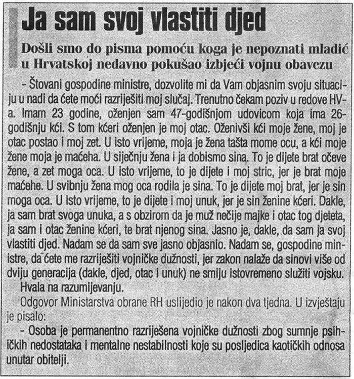 Hrvatske narodne legende: Ja sam svoj vlastiti djed!