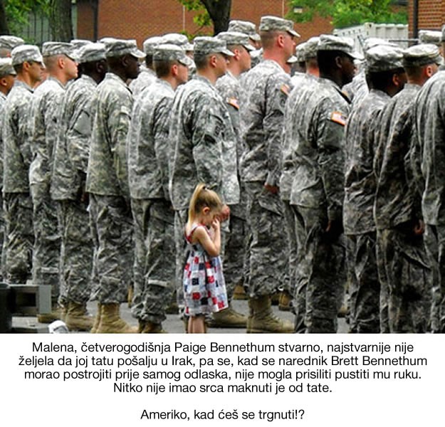 Tužna djevojčica ne pušta svog tatu u rat