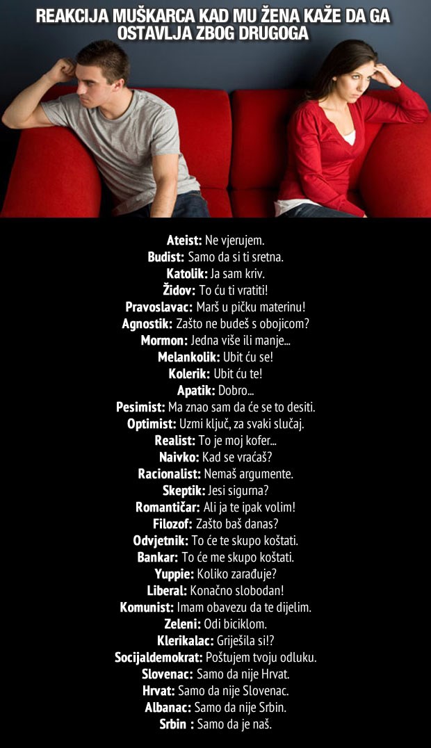 Reakcije muškaraca kad ih draga napuca