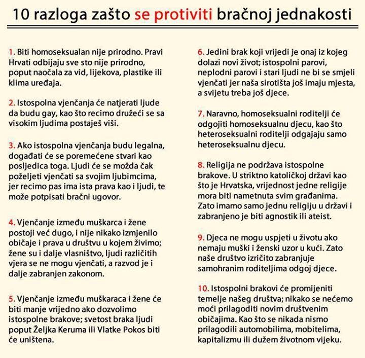 10 razloga PROTIV bračne jednakosti
