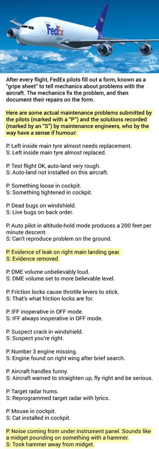 Kako se šaljivi serviseri sprdaju s kolegama pilotima