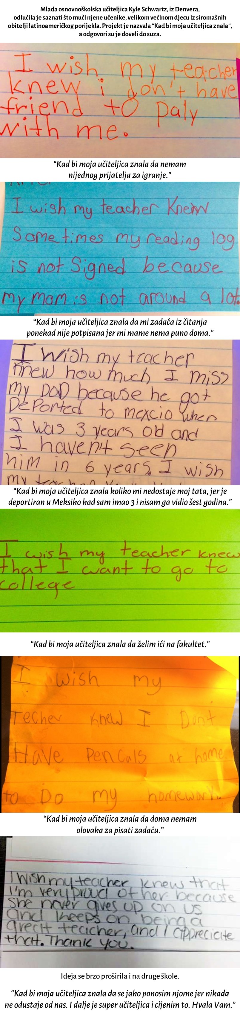 Galerija: Anonimne poruke siromašnih učenika rasplakale brižnu učiteljicu