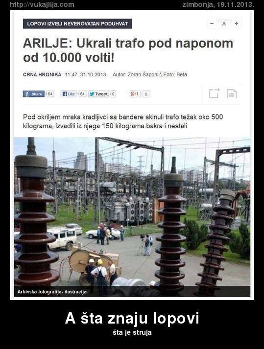 što lopovi znaju što je struja..