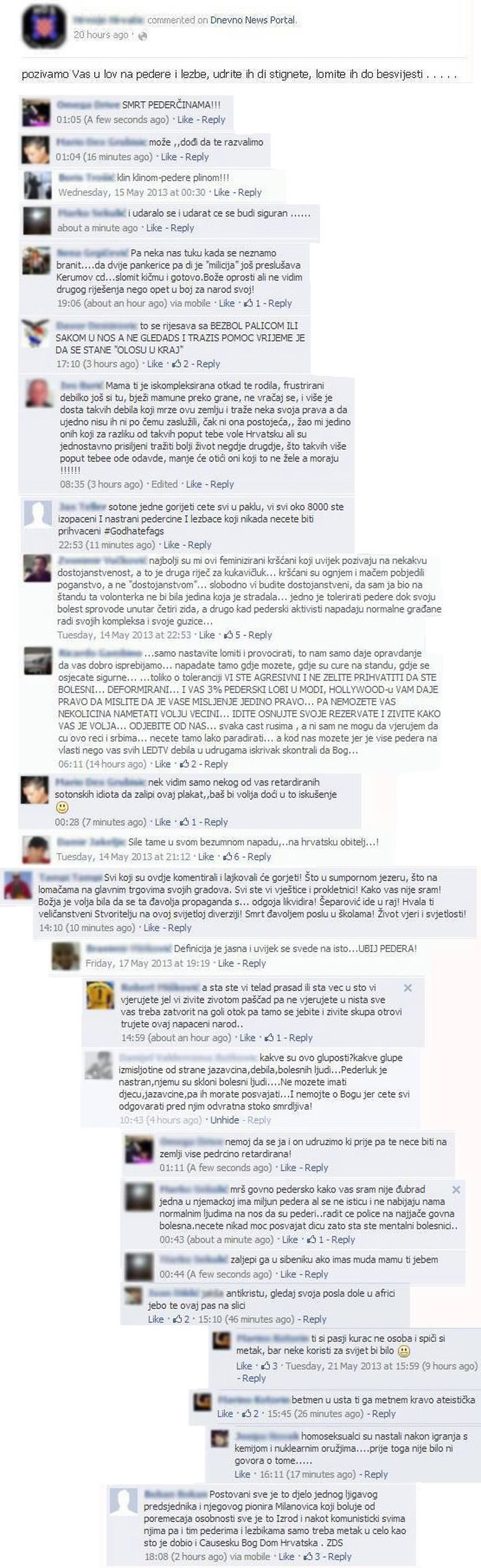 Za obitelj: Klanje, ubijanje, palice, spaljivanja, uvrede..