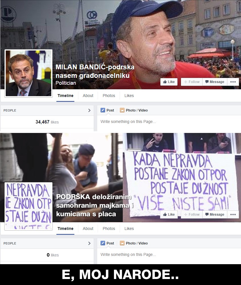 Za krimose podrška, za deložiranu sirotinju nula lajkova