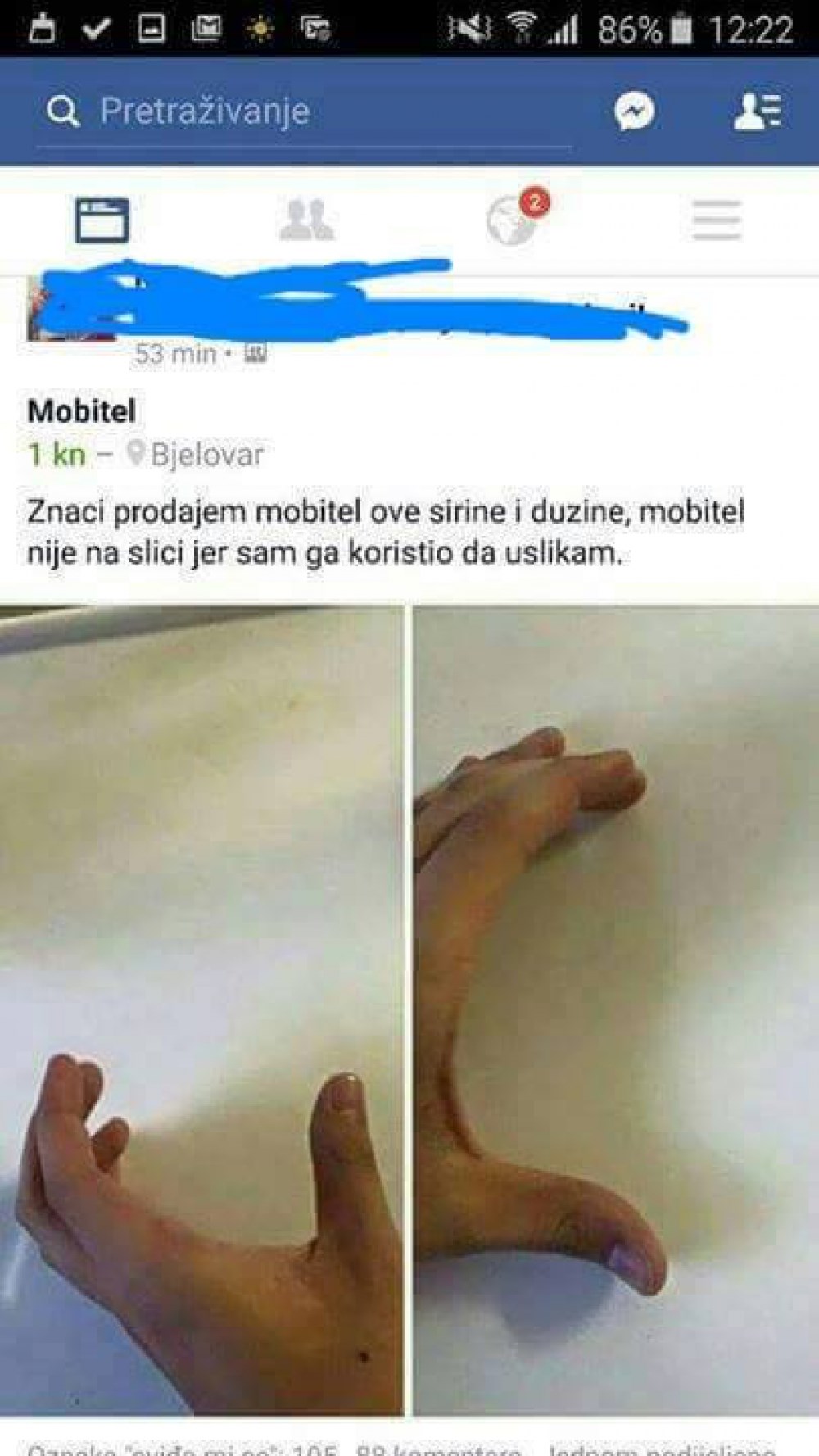 Apsolutni hit na Facebooku: Ovakav oglas za prodaju mobitela još niste vidjeli!