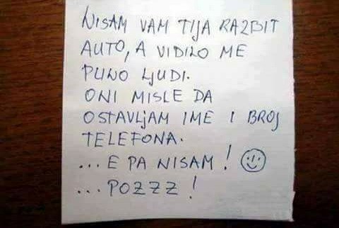 Udario je tuđi automobil pa vlasniku odlučio ostaviti poruku koja bi svakoga razljutila