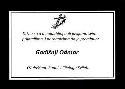 U dubokoj žalosti javljamo: Preminuo Godišnji Odmor