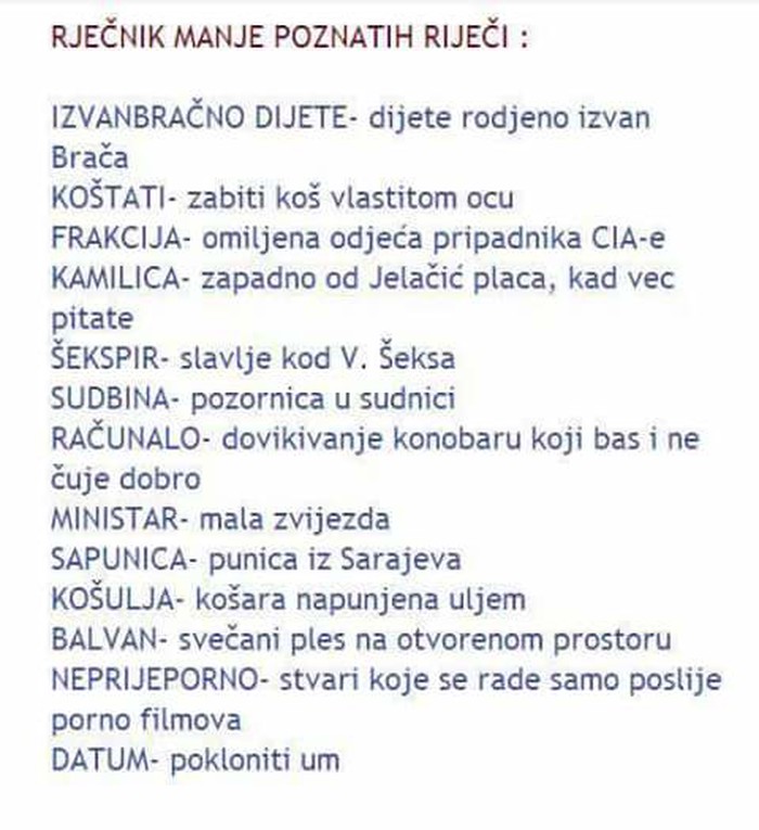 Neobičan rječnik manje poznatih riječi