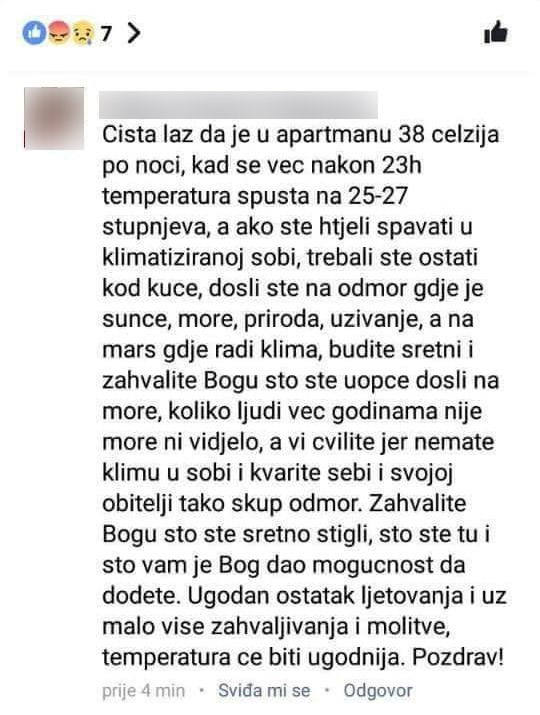 Nezadovoljni gosti apartmana žalili su se zbog nedostatka klime, evo što im je poručila!
