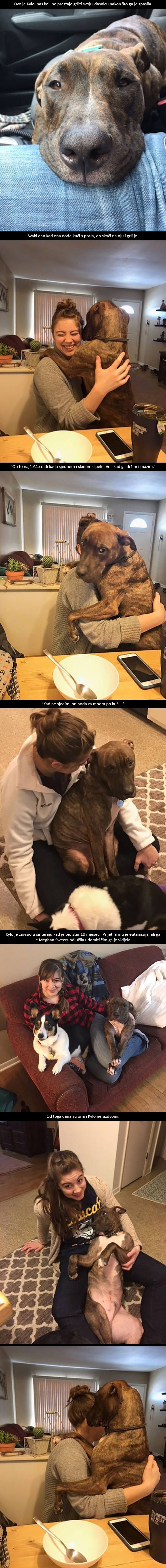 Pas Kylo ne prestaje grliti svoju vlasnicu nakon što ga je spasila