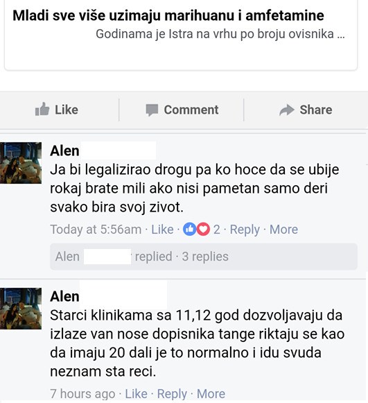 Odlučio je napisati svoje mišljenje o činjenici da mladi u Hrvatskoj sve više koriste droge