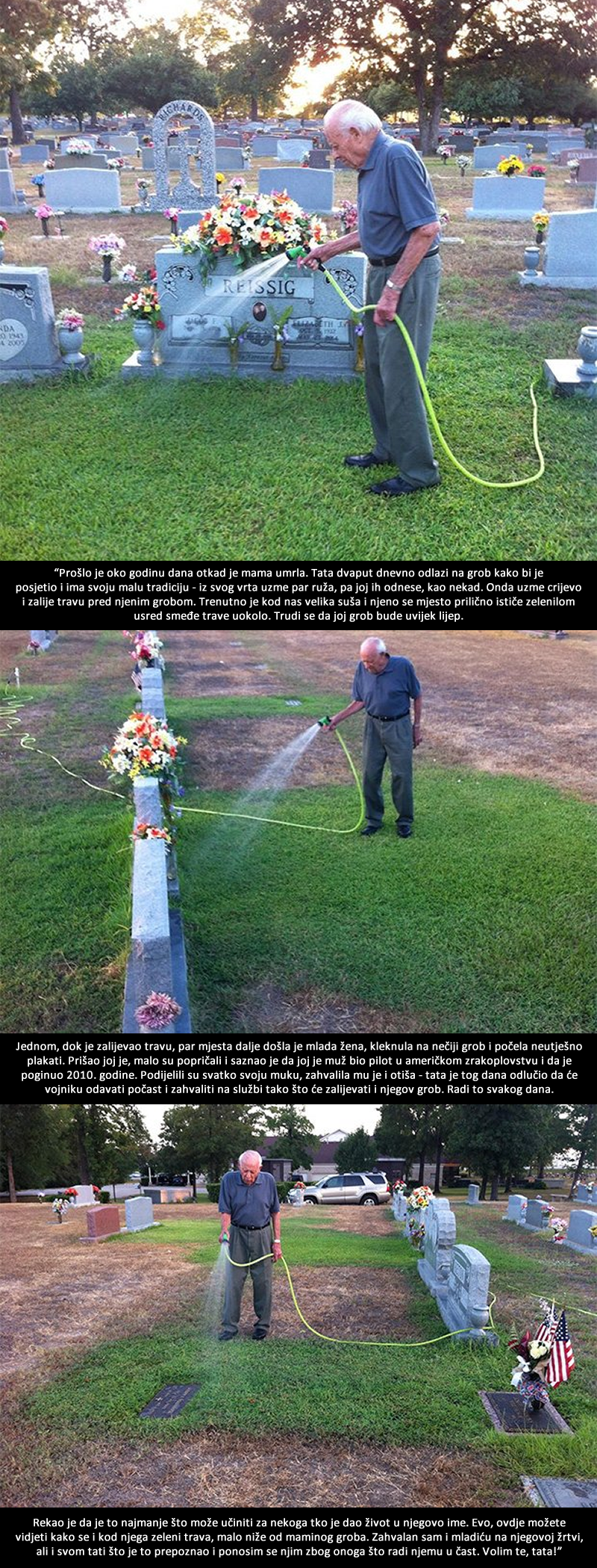 Djedica svakog dana zalijeva travu na grobu nepoznatog čovjeka, razlog će vam izmamiti suze