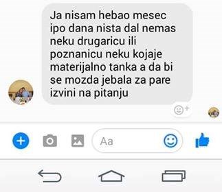 Putem Facebooka postavio joj odvratno pitanje i dokazao da je danas sve moguće