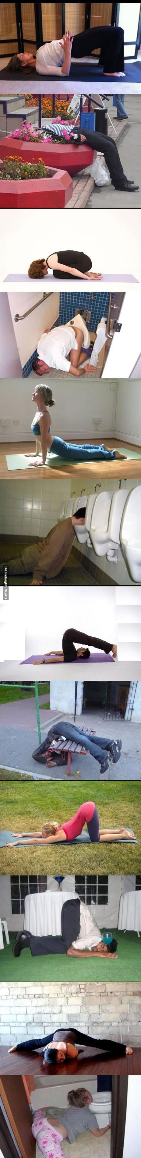 Neki ljudi to dostignu treningom, no ovim pijanim ljudima za joga poze ne treba napor