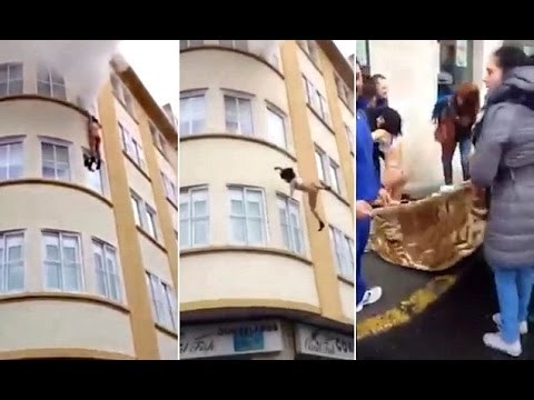 VIDEO: Gola skočila s trećeg kata, susjedi raširili pokrivač i uhvatili je!