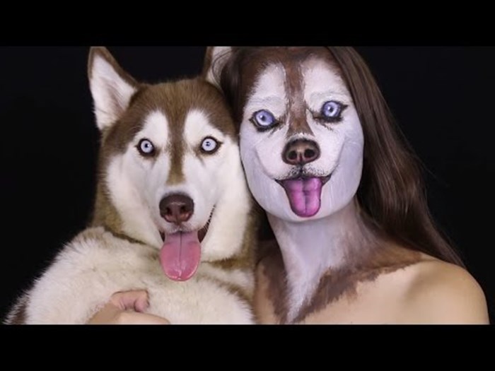 VIDEO: Čudesna moć šminke - sa nekoliko poteza kistom se pretvorila u blizanku svog huskyja