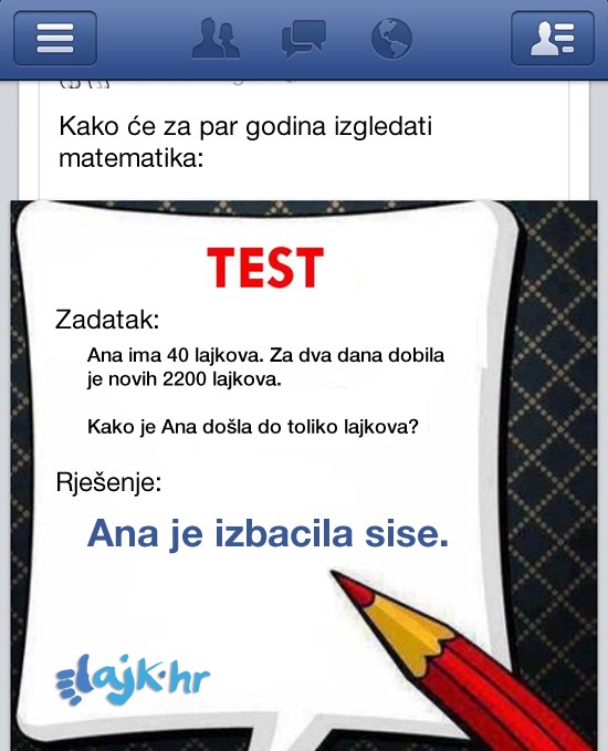 Facebook matematika sa selfie jednadžbom