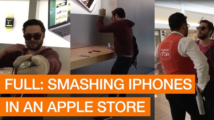 TOTALNO POLUDIO: Muškarac ušao u Apple dućan i počeo razbijati iPhone uređaje!