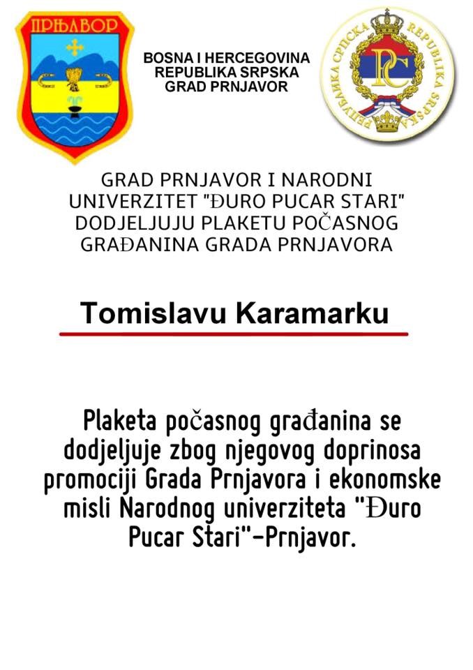 NAJVEĆI USPJEH KARAMARKA: Postao počasni građanin Prnjavora!
