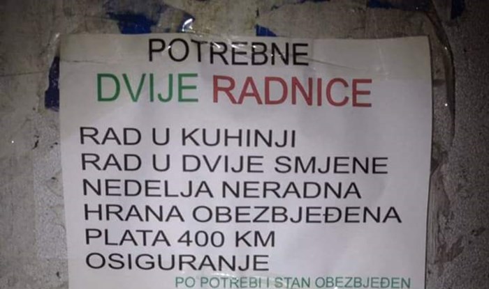 Restoran iz BiH tražio je nove radnice, iskreno su napisali tko nikako ne dolazi u obzir