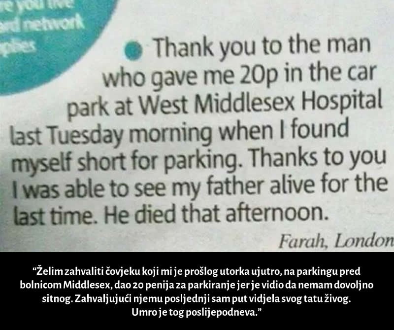 Dobra strana ljudskog srca - zahvalila čovjeku koji joj je pružio nevjerojatan dar