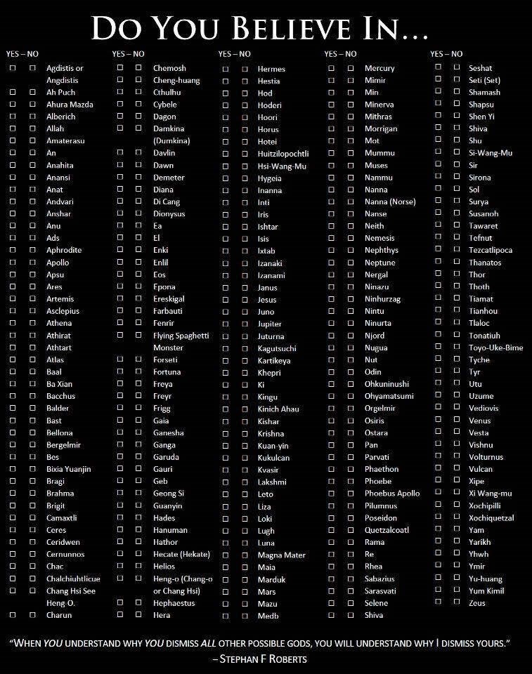 U koje sve bogove ne vjeruješ i zašto?