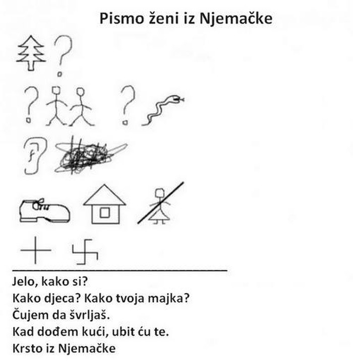 Slikovno pismo ženi iz Njemačke