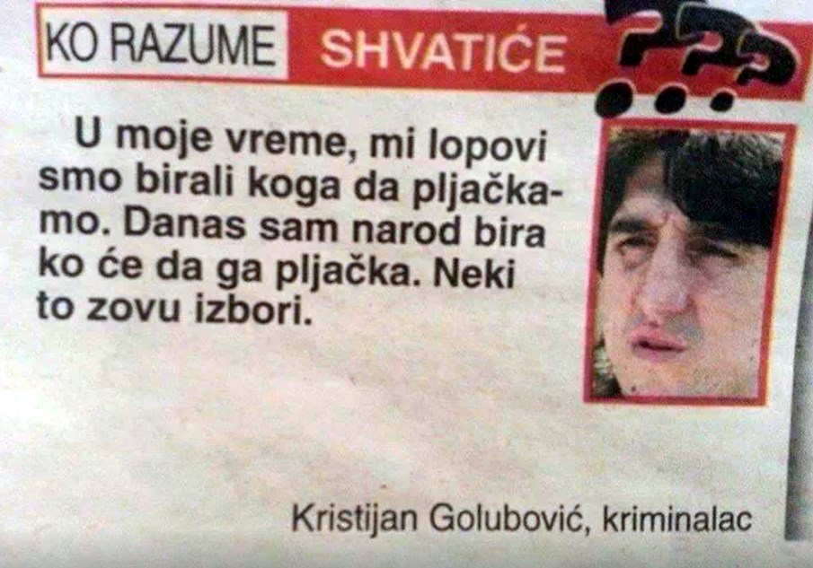 Što kriminalac misli o izborima