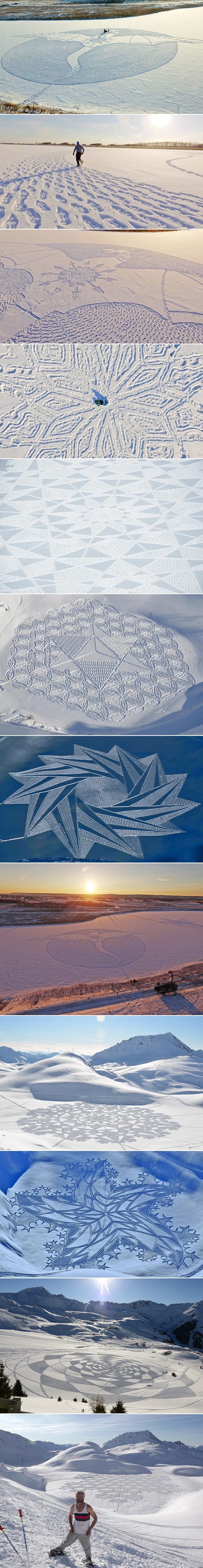 GALERIJA: Ovaj je čovjek cijeli dan hodao snijegom Sibira kako bi izradio divovski zmajski mural