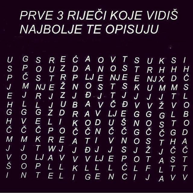 Prve tri riječi vas opisuju - što ste dobili?