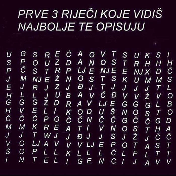 Prve tri riječi vas opisuju - što ste dobili?
