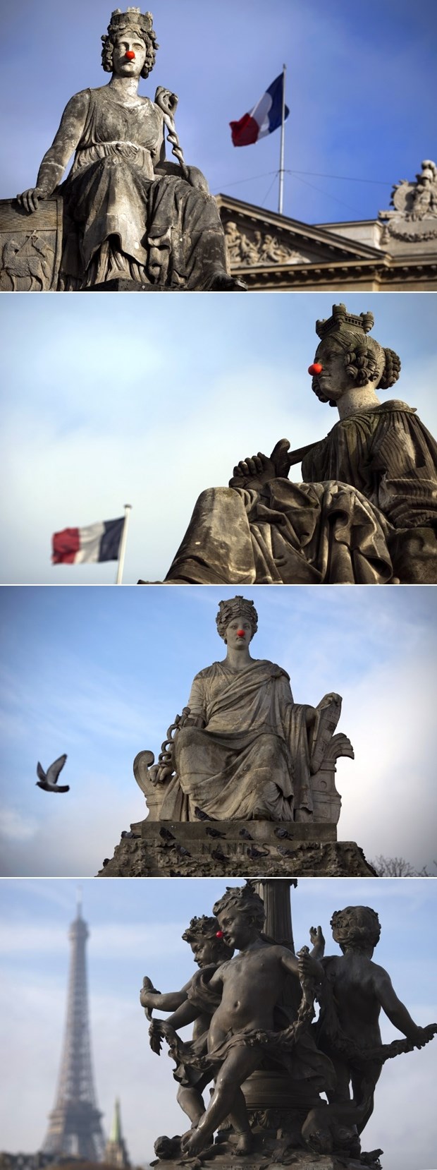 Pariški kipovi dobili klaunske noseve