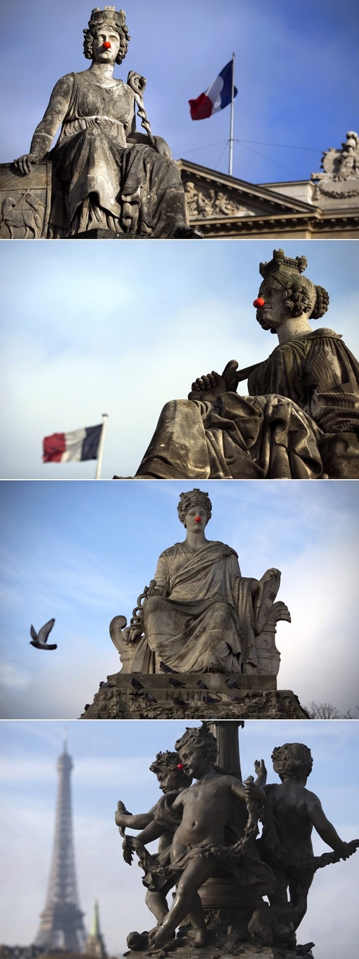 Pariški kipovi dobili klaunske noseve