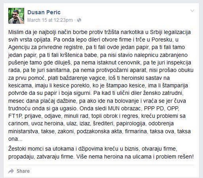 Kako uništiti dilere droge? BIROKRACIJOM!