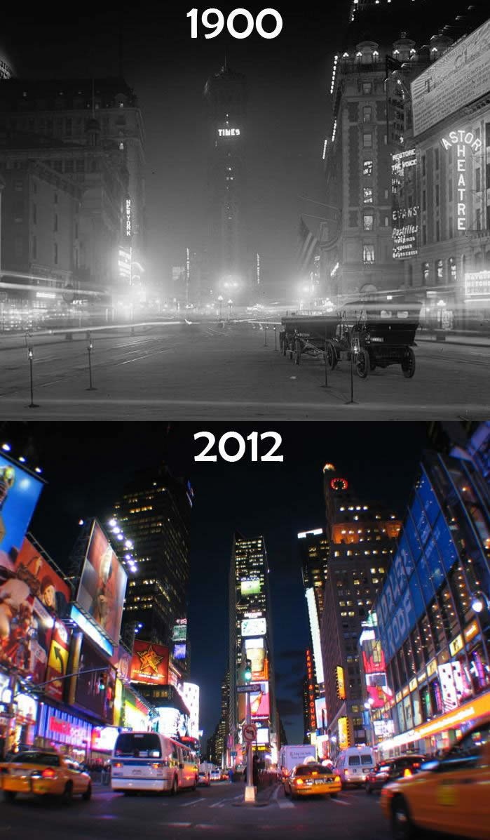 Times Square prije 112 godina i danas