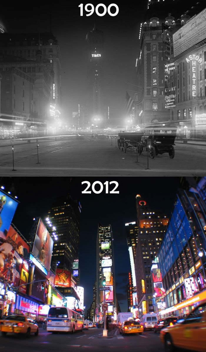Times Square prije 112 godina i danas